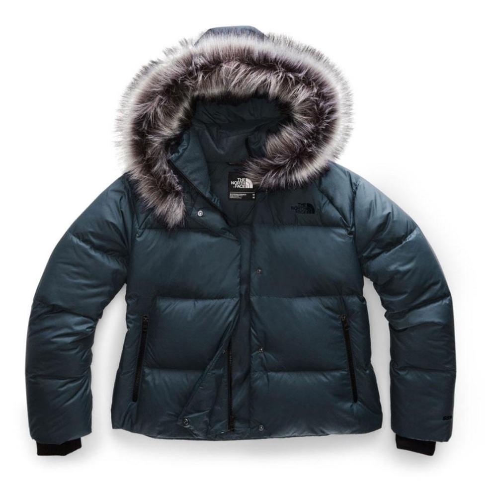 North Face Navy Puffer Jacket with faux fur hoodie